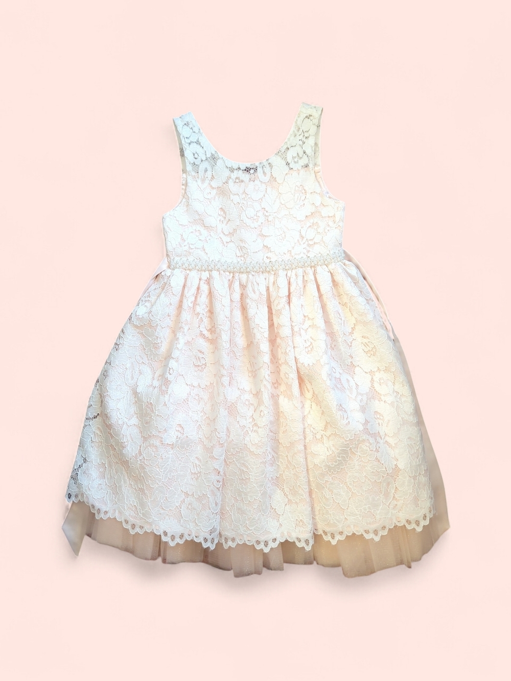 American Princess Lace Tulle Party Dress - Blush
